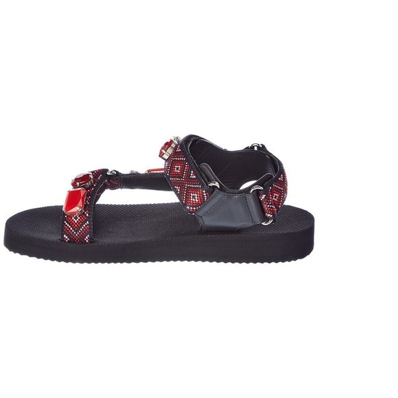 Car Shoe Crystal Embellished Leather-Trim Sandal